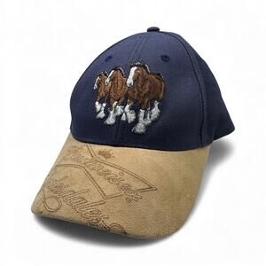 Budweiser Clydesdales Navy and Tan Horse Cap Vintage 90s Trucker Hat Beer